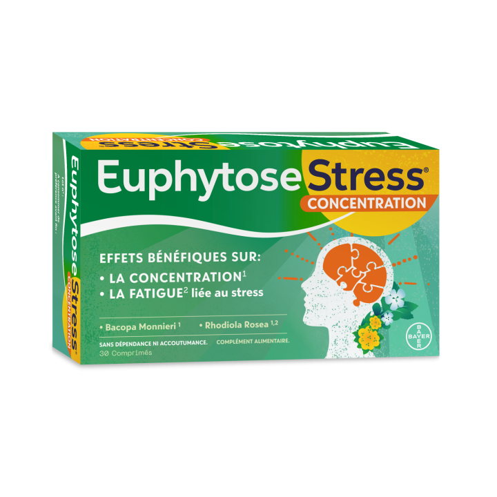 EuphytoseStress® Concentration - Stress, difficulté de concentration - 30 comprimés