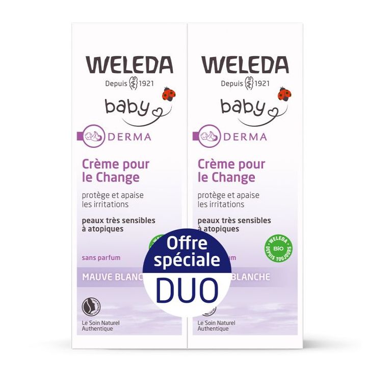 Crème pour le change mauve blanche Weleda - lot de 2 tubes de 50 ml