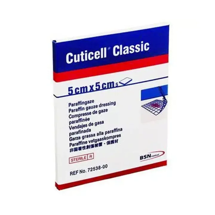 Cuticell classic compresse de gaze paraffinée BSN Médical - 5 compresses de 5 cm x 5 cm