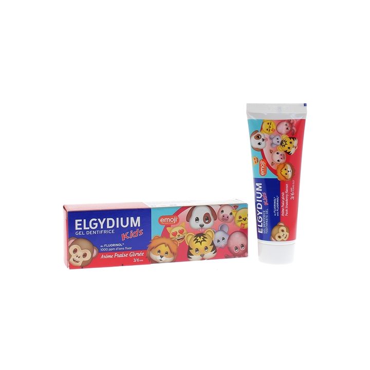 Dentifrice Elgydium kids emoji 3-6 ans fraise givrée - tube de 50 ml