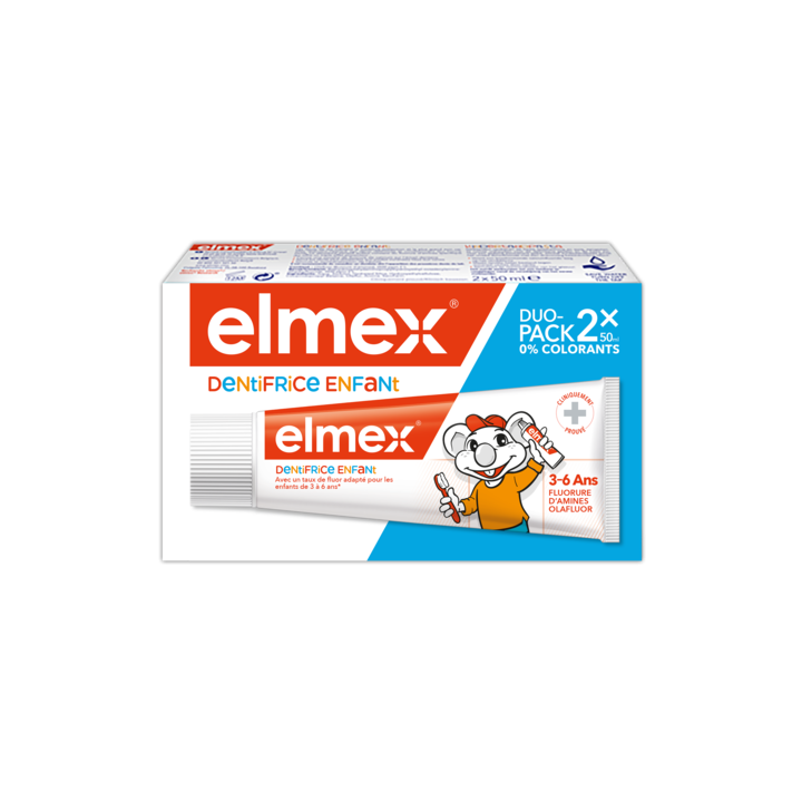 Dentifrice enfant 3-6 ans Elmex - lot de 2 tubes de 50 ml