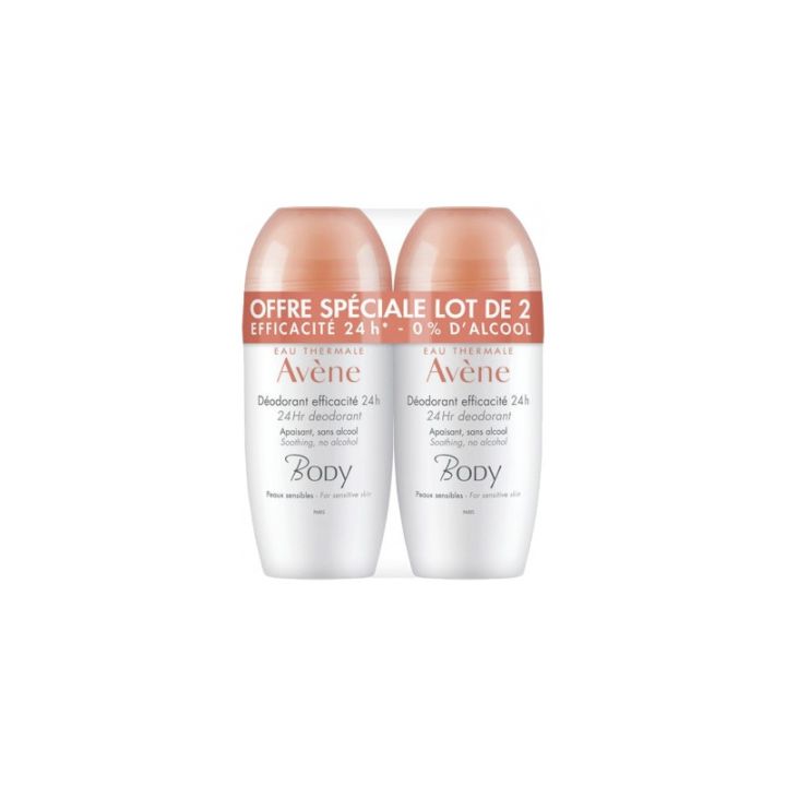 Déodorant efficacité 24H Avène Body - lot de 2 roll-on de 50 ml