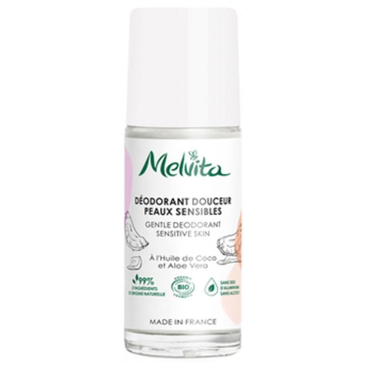 Déodorant douceur peaux sensibles bio Melvita - roll-on de 50 ml