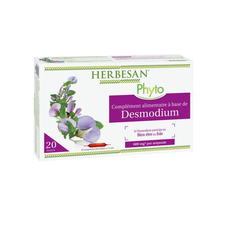 Desmodium bien-être du foie Herbesan - boite de 20 ampoules