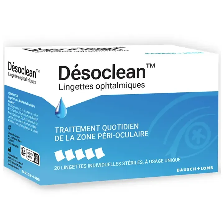 Désoclean lingettes ophtalmiques Bausch Lomb - boite de 20 lingettes