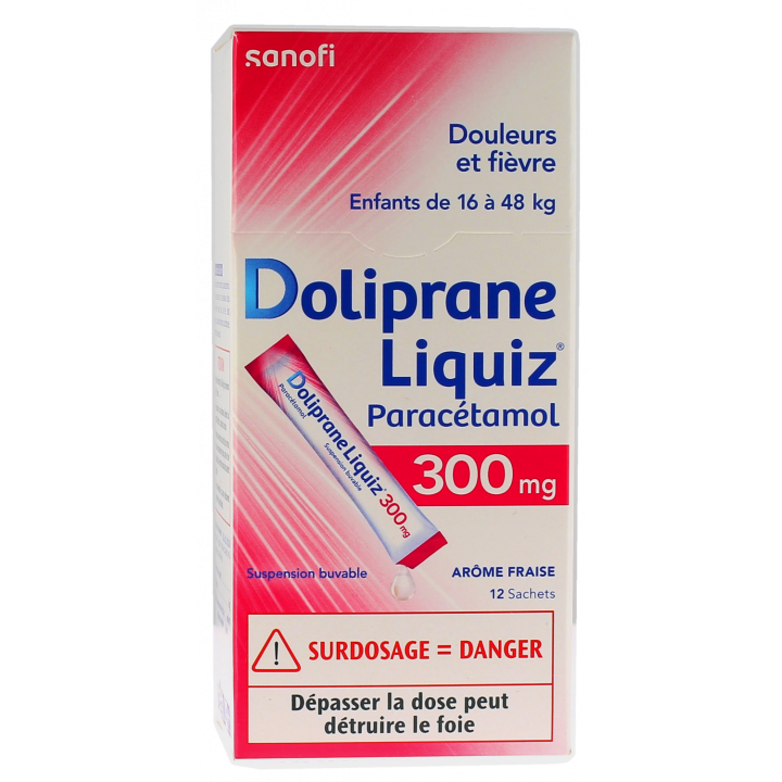 Doliprane Liquiz 300 mg sans sucre suspension buvable - boite de 12 sachets