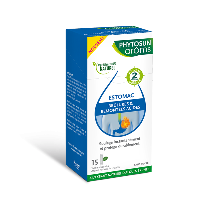 Estomac brûlures & remontées acides Phytosun Arôms - boîte de 15 sachets liquides