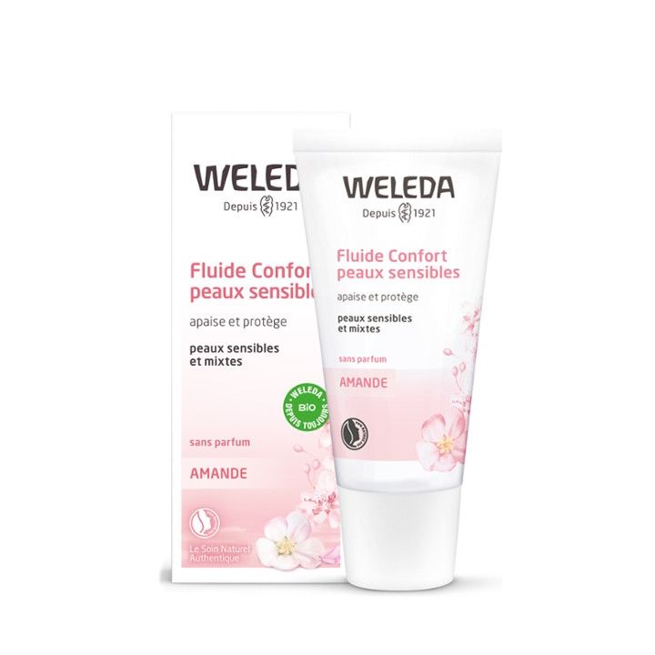 Fluide confort peaux sensibles à l'amande bio Weleda - flacon de 30 ml