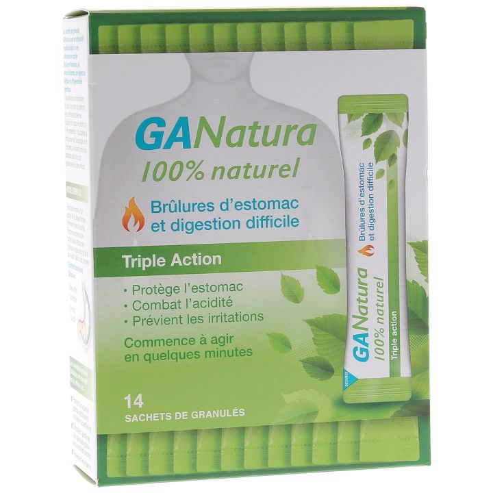 GANatura brûlures d'estomac triple action Reckitt Benckiser - 14 sachets de granulés