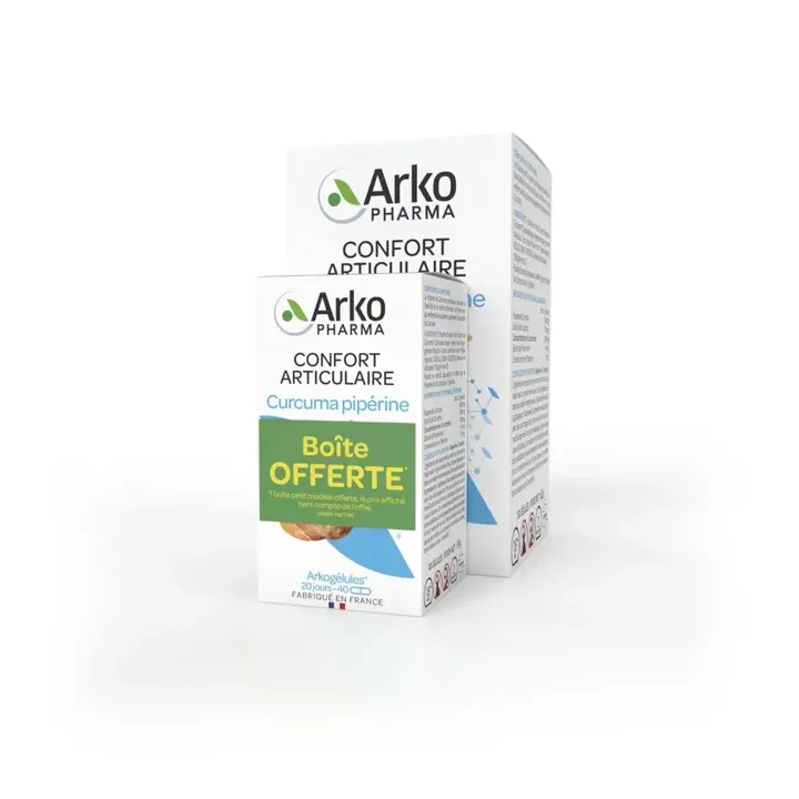 Arkogélules Curcuma pipérine confort articulaire bio Arkopharma - boîte de 130 gélules + 40 offertes