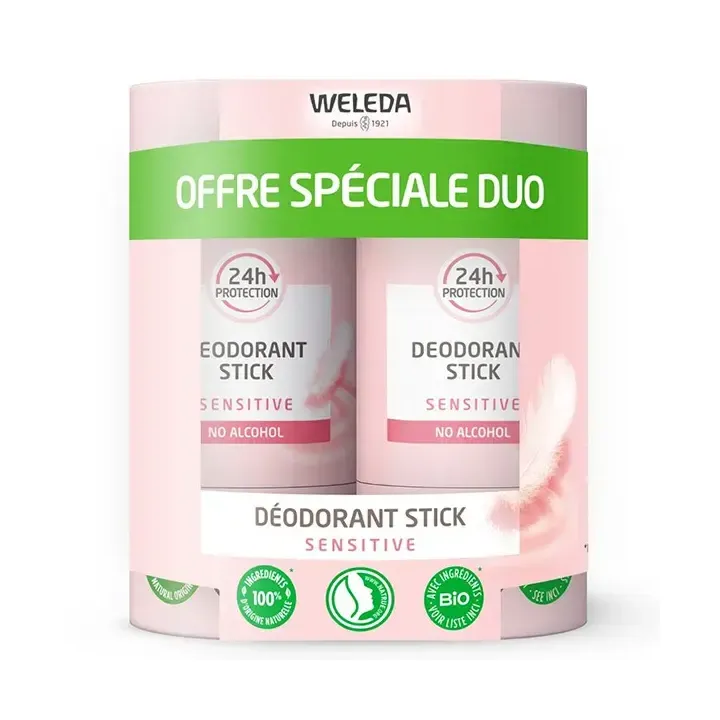 Déodorant stick Sensitive Weleda - lot de 2 sticks de 50g