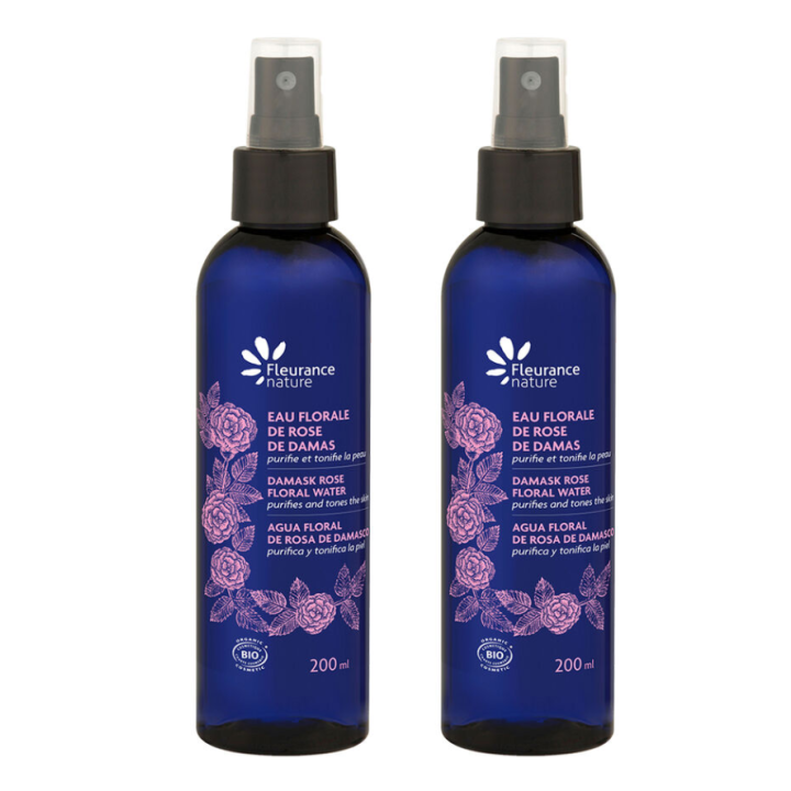 Eau florale de rose de damas Fleurance nature - lot de 2 sprays de 200ml