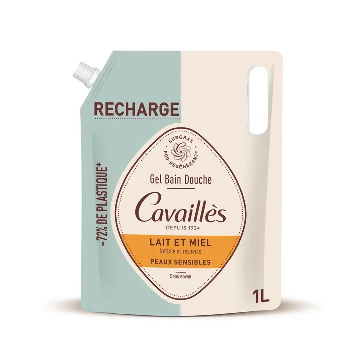 Gel bain douche lait et miel Rogé Cavaillès - éco-recharge de 1L