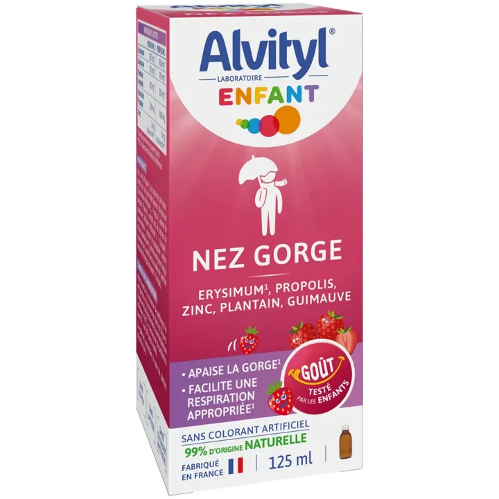 Sirop nez gorge enfant goût fraise Alvityl - flacon de 125ml