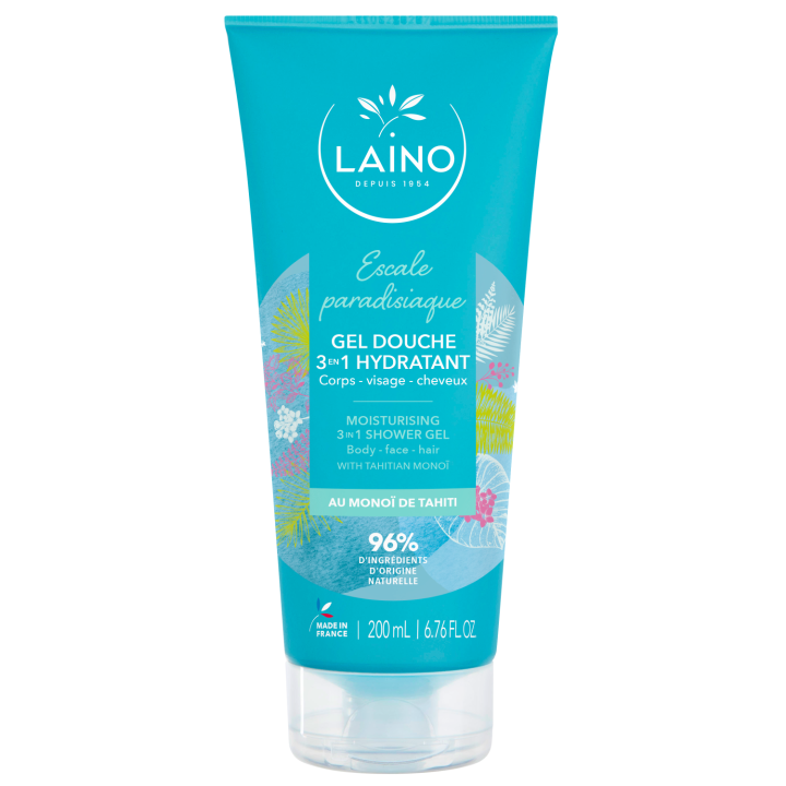 Gel douche 3 en 1 Escale paradisiaque au Monoi de Tahiti Laino - tube de 200ml