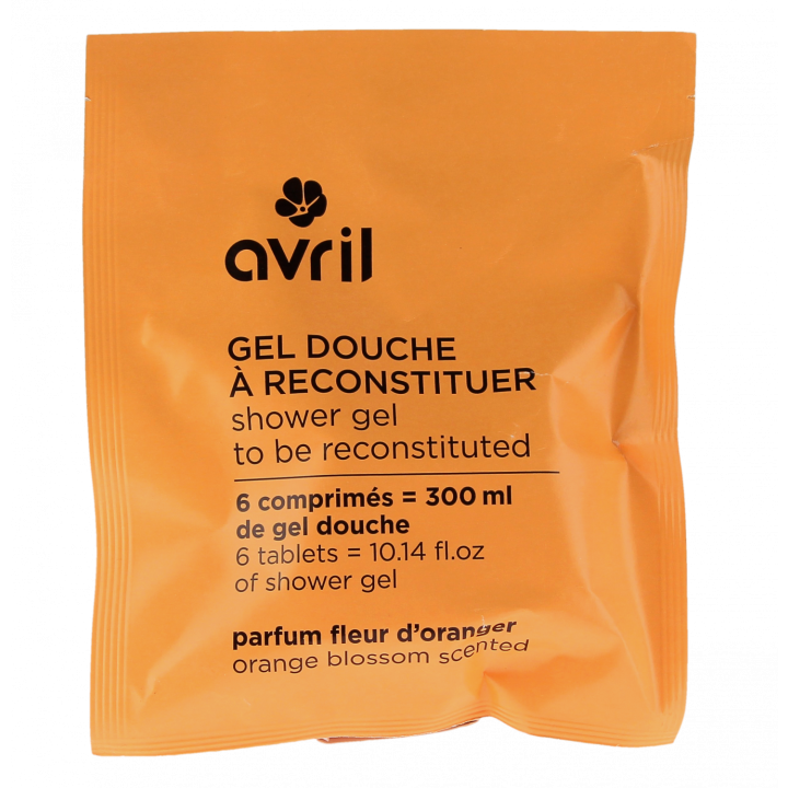 Gel douche à reconstituer parfum fleur d'oranger Avril - sachet de 6 comprimés