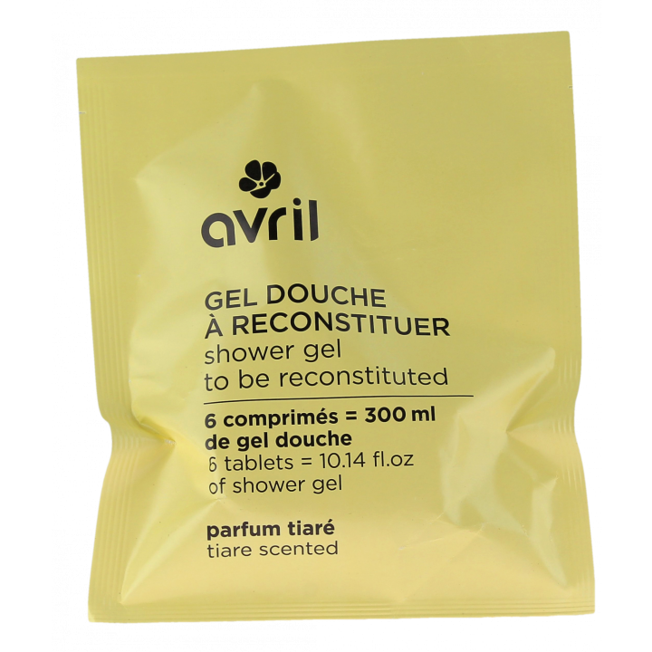 Gel douche à reconstituer parfum tiaré Avril - sachet de 6 comprimés