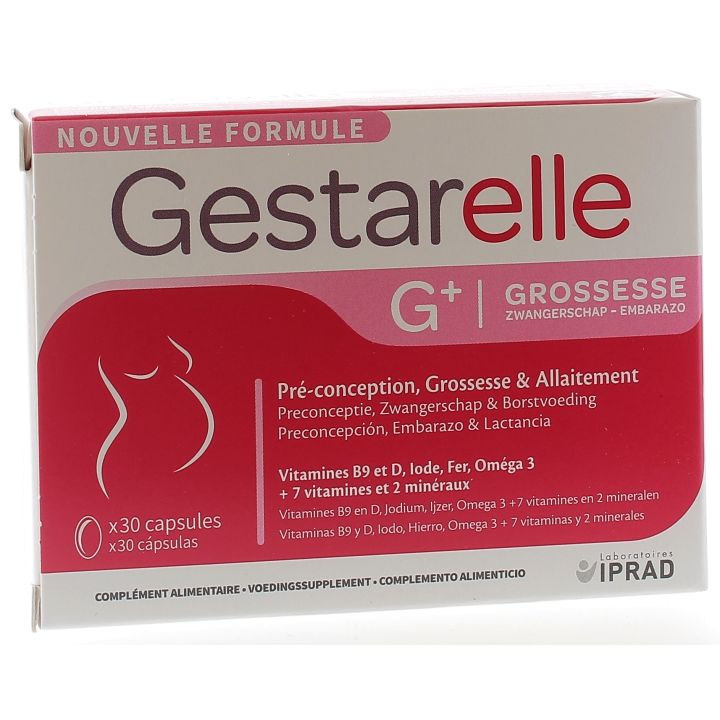 Gestarelle G+ grossesse pré-conception, grossesse & allaitement - boîte de 30 capsules