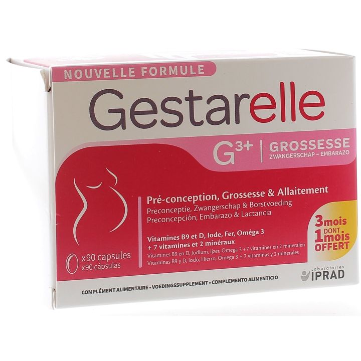 Gestarelle G3+ grossesse pré-conception, grossesse & allaitement - boîte de 90 capsules