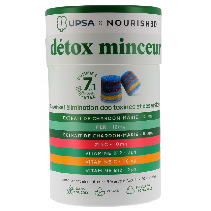 Gummies détox minceur 7en1 Upsa x Nourished - boite de 30 gummies