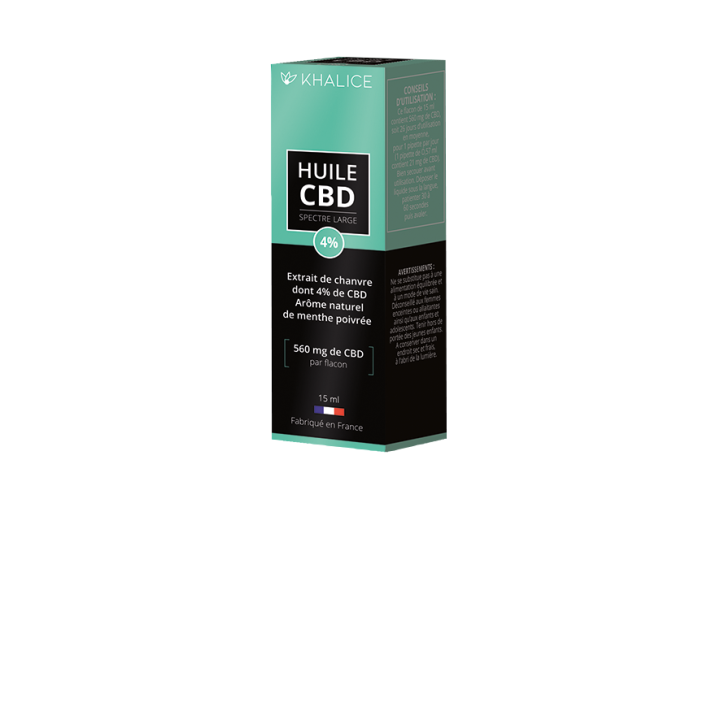 Huile CBD spectre large 4% Khalice - flacon pipette de 15 ml