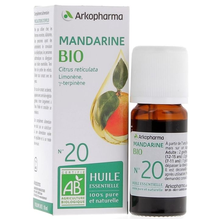 Huile Essentielle Mandarine Bio n°20 Arkopharma - flacon de 10 ml