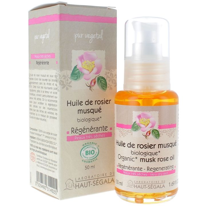 Huile de rosier musqué bio régénérante Laboratoire Haut-Ségala - flacon de 50 ml