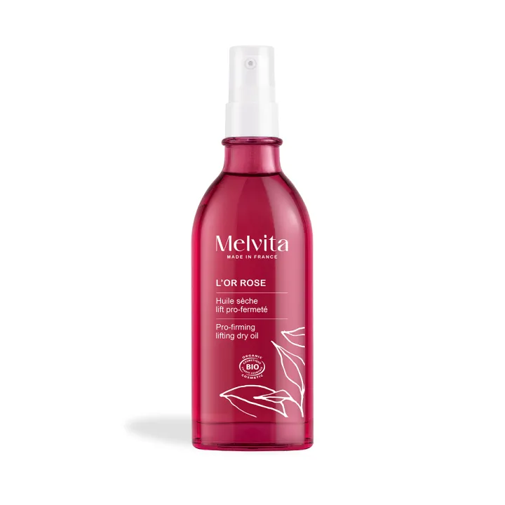 Huile sèche lift pro fermeté suractivée l'Or Rose bio Melvita - flacon à pompe de 100ml