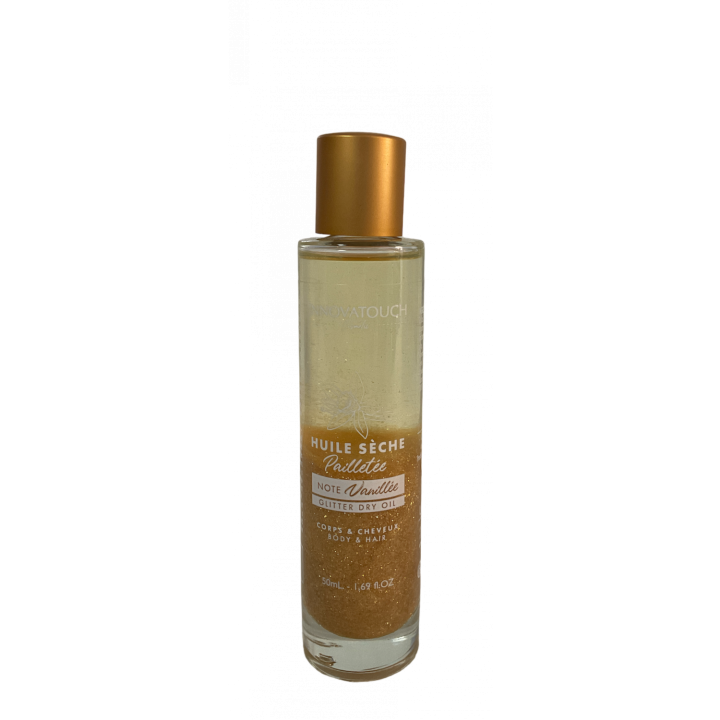 Huile sèche pailletée senteur Vanille Innovatouch Cosmetic - flacon de 50ml