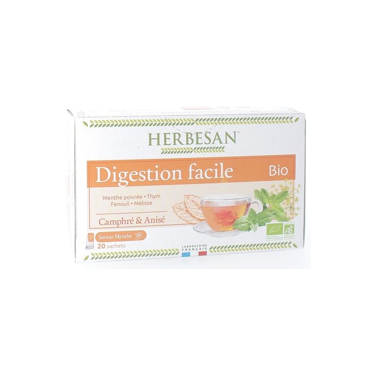 Infusion Bio digestion facile saveur menthe Herbesan - boîte de 20 sachets