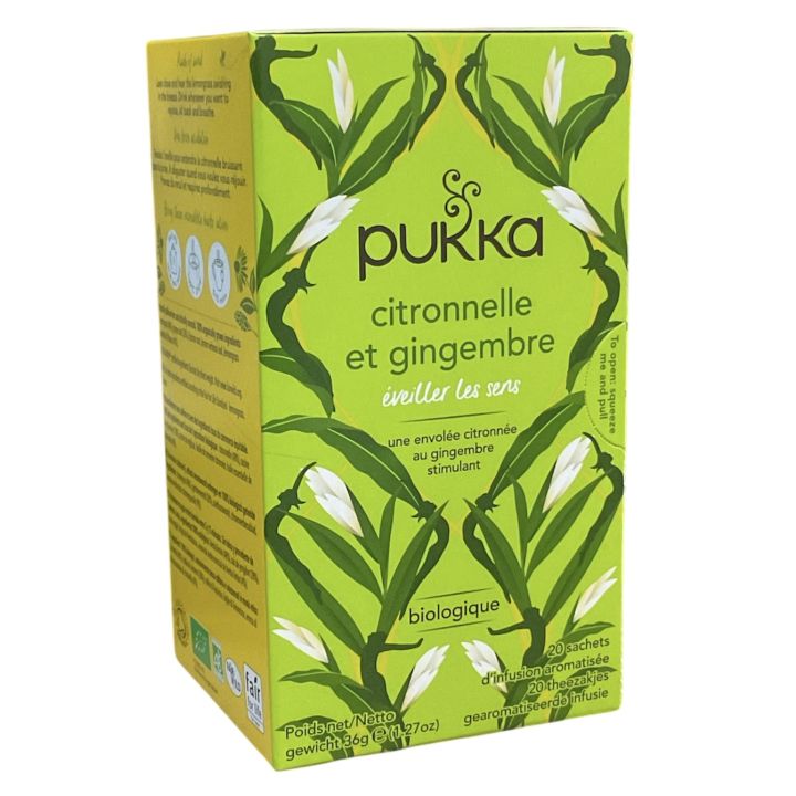 Infusion citronnelle et gingembre Pukka - boite de 20 sachets