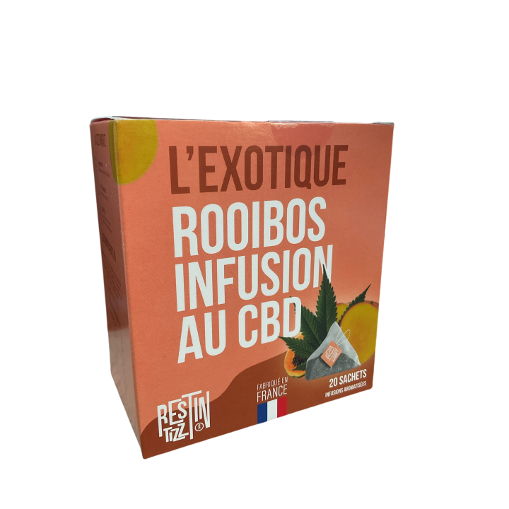 Infusion Rooibos L'Exotique au CBD bio Rest In Tizz - boîte de 20 sachets