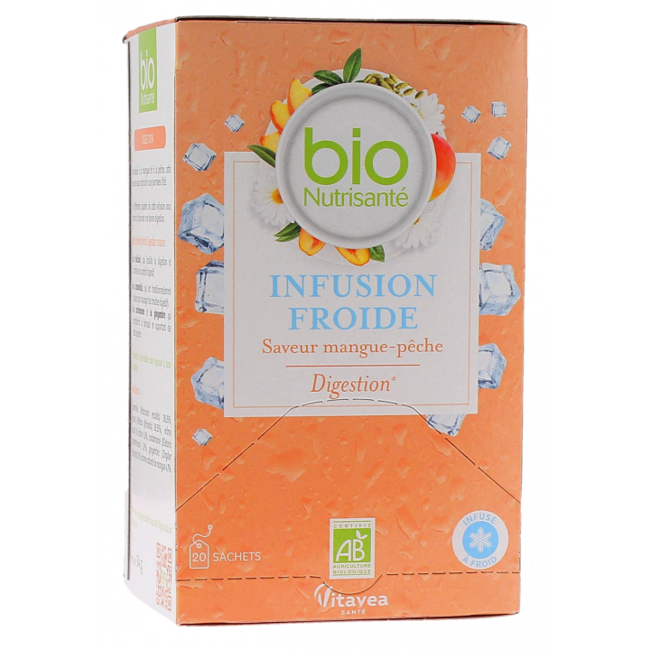 Infusion froide digestion saveur mangue-pêche bio Vitavea -  boite de 20 sachets