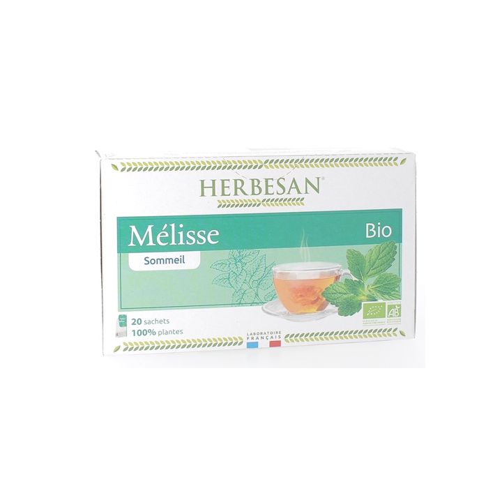 Infusion sommeil mélisse Bio Herbesan - boîte de 20 sachets