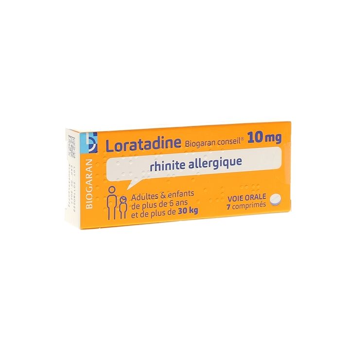 Loratadine 10 mg rhinite allergique Biogaran - 7 comprimés