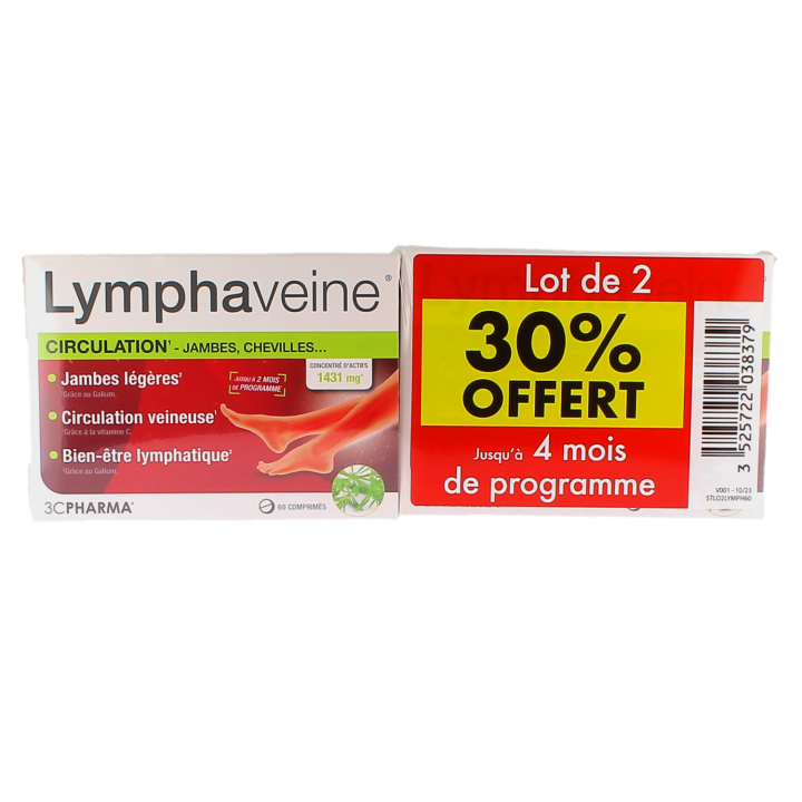 Lymphaveine circulation 3C Pharma - lot de 2 boîtes de 60 comprimés