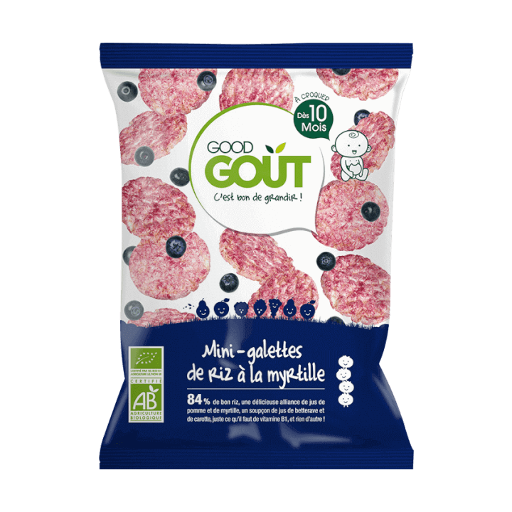 Mini galette de riz à la myrtille bio dès 10 mois Good Goût - sachet de 40g