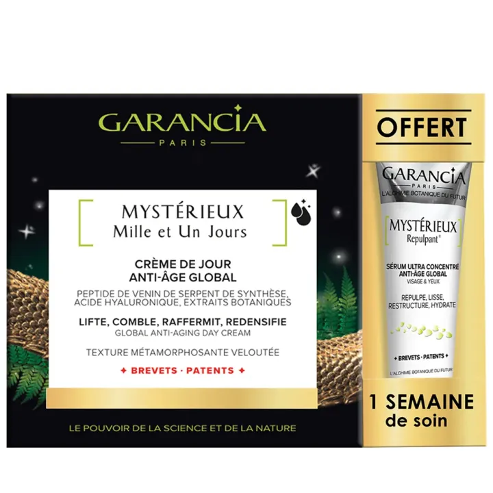 Mystérieux Mille et Un Jours crème de jour anti-âge global Garancia - pot de 30ml + repulpant 5ml offert