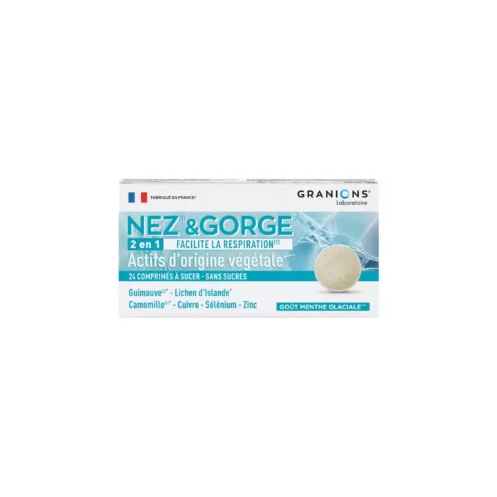 Nez-gorge 2en1 Granions - boîte de 24 comprimés à sucer