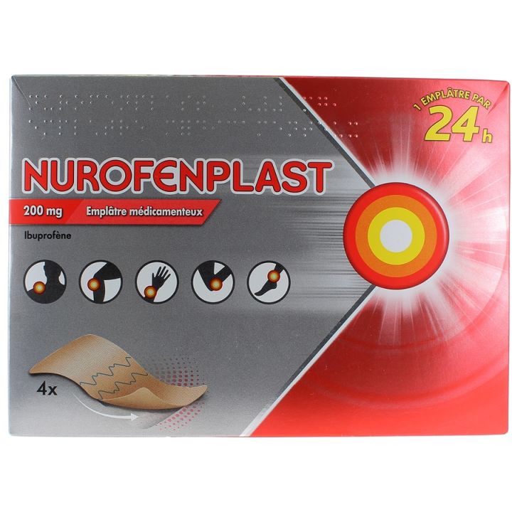 Nurofenplast 200 mg emplâtre médicamenteux - boîte de 4 emplâtres