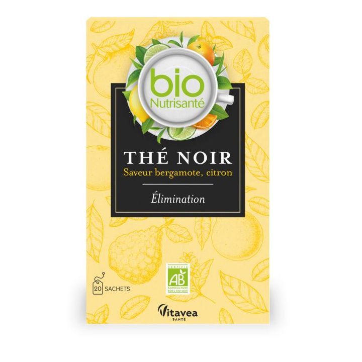 Nutrisanté Thé noir saveur bergamote citron bio Vitavea - boîte de 20 sachets