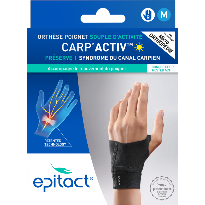 Carp'Activ Orthèse poignet souple d'activité main droite taille M Epitact - 1 orthèse