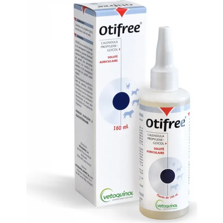 Otifree soluté oriculaire pour les chiens et les chats Vetoquinol - flacon de 160ml