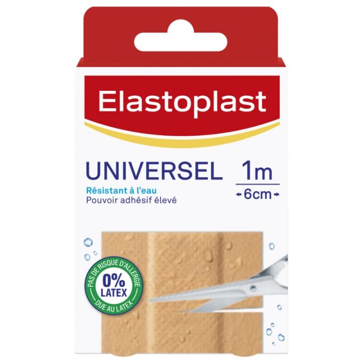 Pansement Universel résistant à l'eau Elastoplast - boîte de 10 pansements 1m x 6cm