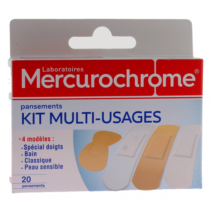 Pansements kit multi-usages Mercurochrome - boîte de 20 unités