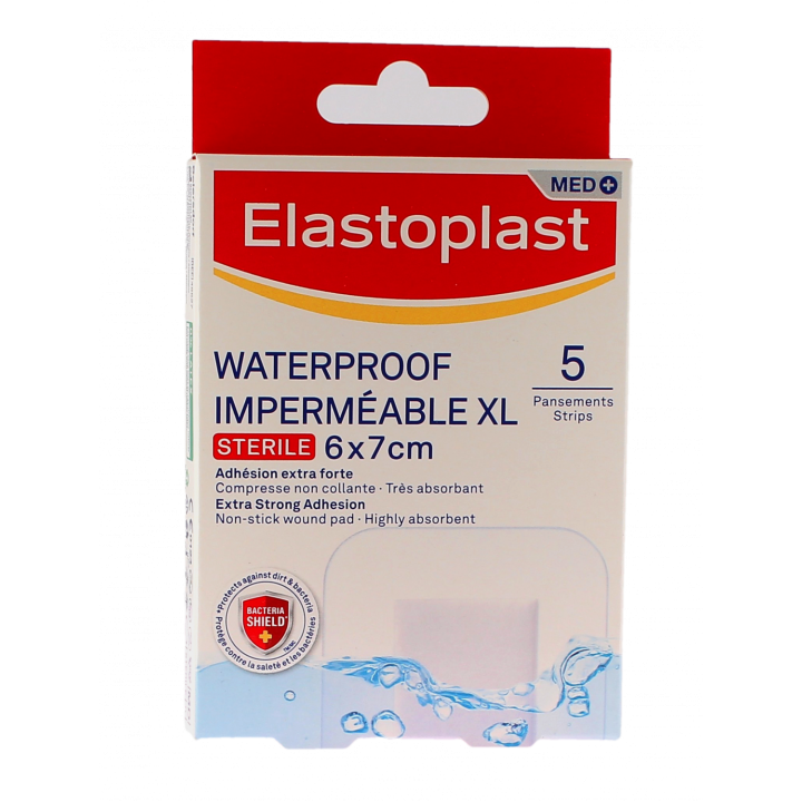 Pansements waterproof XL Elastoplast - boite de 5 pansements de 6x7cm