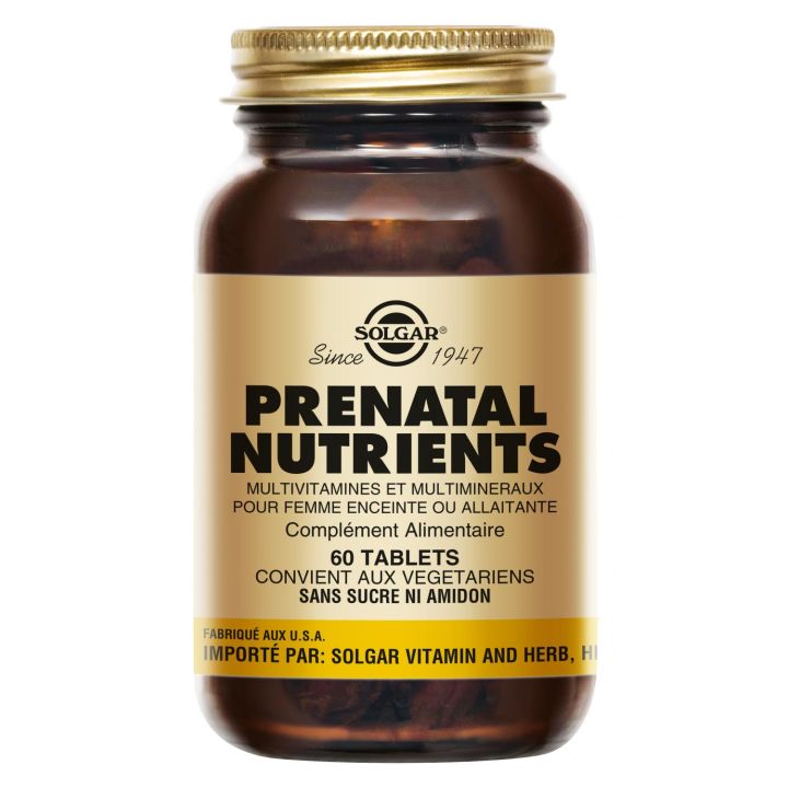 Prenatal Nutrients Solgar - boîte de 60 comprimés