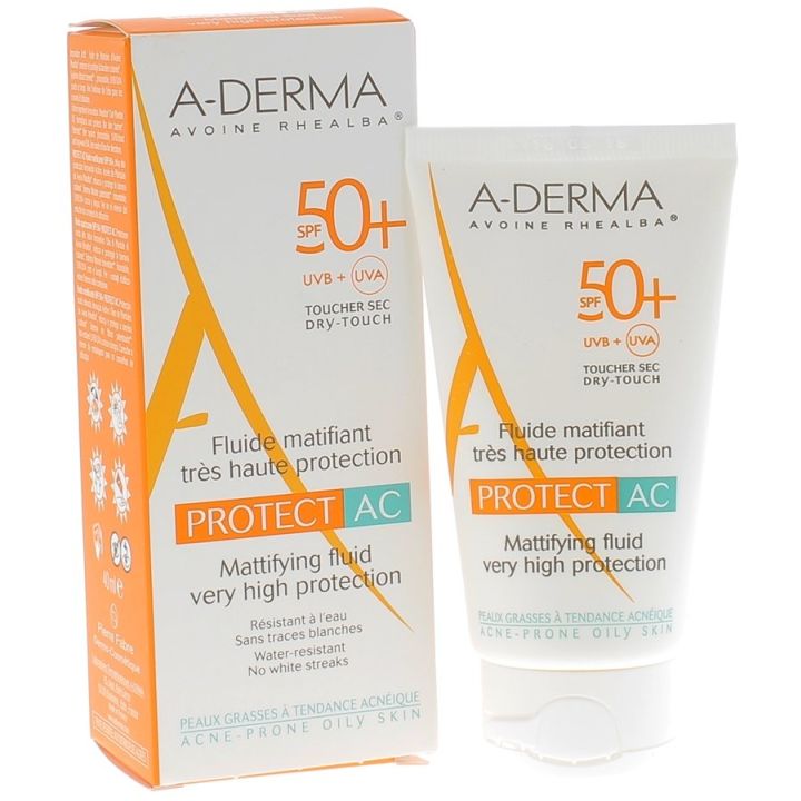 Protect AC fluide matifiant spf 50+ A-Derma - tube de 40 ml