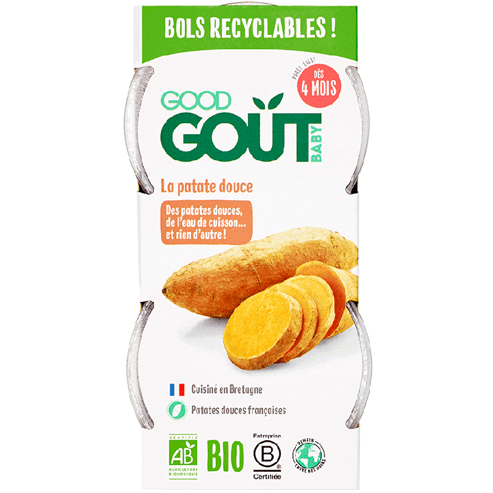 Purée de patate douce bio dès 4 mois Good Goût - lot de 2 pots de 120g