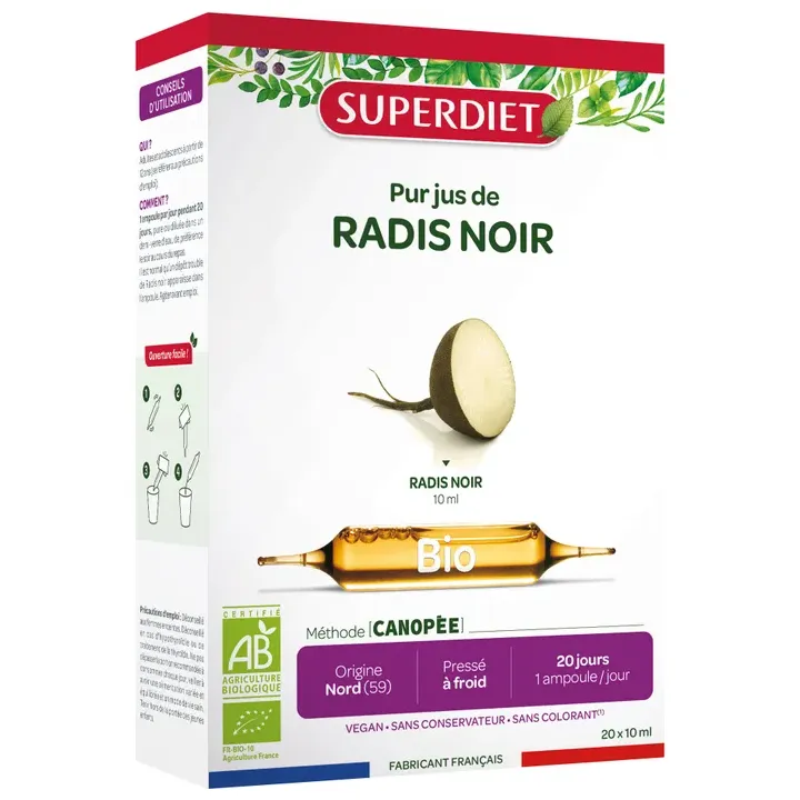 Radis noir Bio Super Diet - 20 ampoules de 10 ml